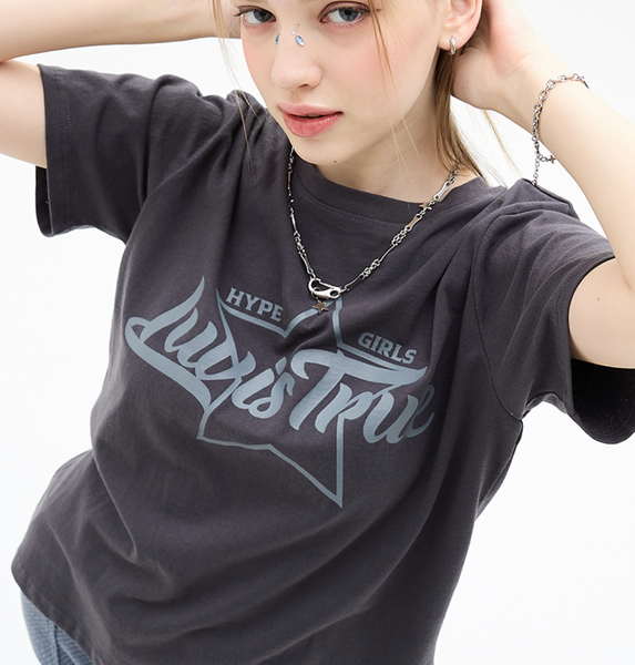 [LUVISTRUE] DN STAR LOGO TEE (CHARCOAL)