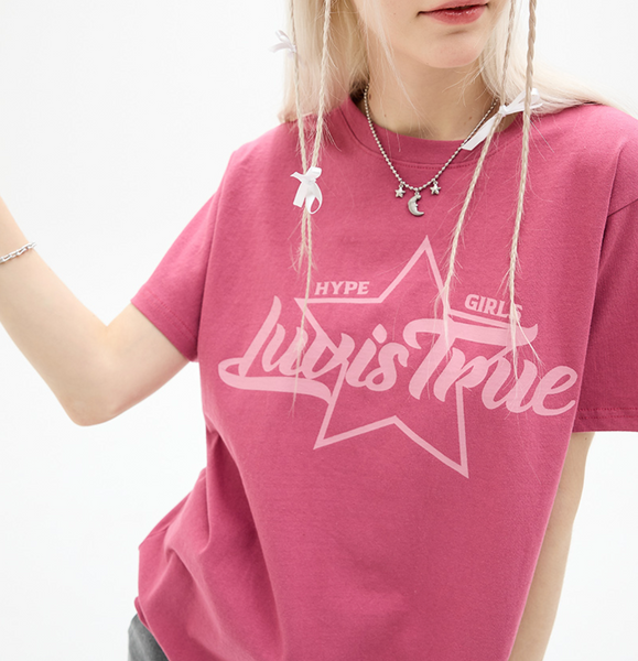 [LUVISTRUE] DN STAR LOGO TEE (PINK)