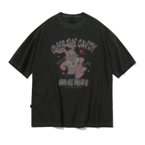 [CPGN STUDIO] HUFF Hoppi Pigment Short-Sleeved T-Shirt Smoke Black