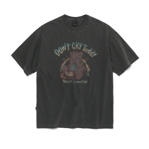 [CPGN STUDIO] Don't Cry Teddy Pigment Short-Sleeved T-Shirt Smoke Black