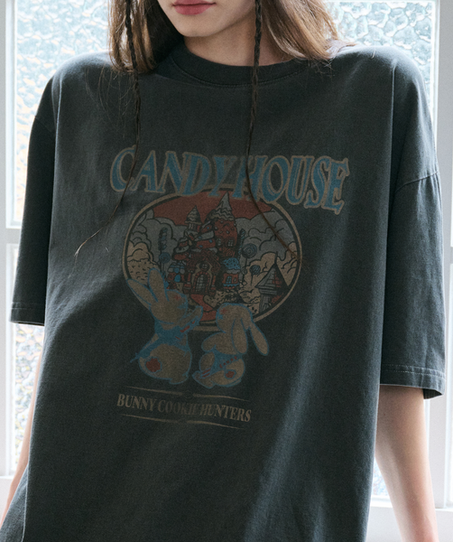 [CPGN STUDIO] Candy House Pigment Short-Sleeved T-Shirt Smoke Black