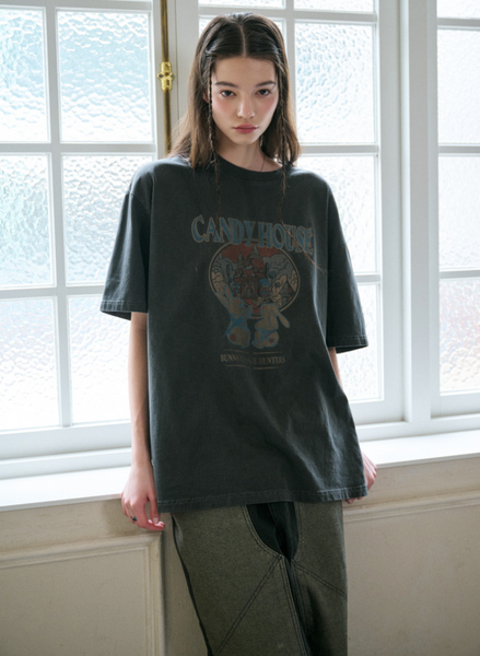 [CPGN STUDIO] Candy House Pigment Short-Sleeved T-Shirt Smoke Black