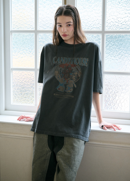 [CPGN STUDIO] Candy House Pigment Short-Sleeved T-Shirt Smoke Black