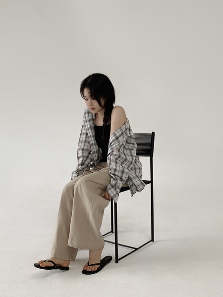 [SLOWAND] #SLOWMADE Mannish Check Shirt