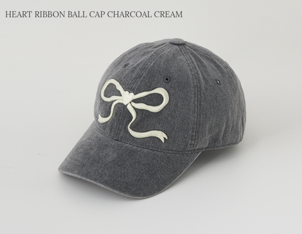 [RONRON] HEART RIBBON BALL CAP (9colour)