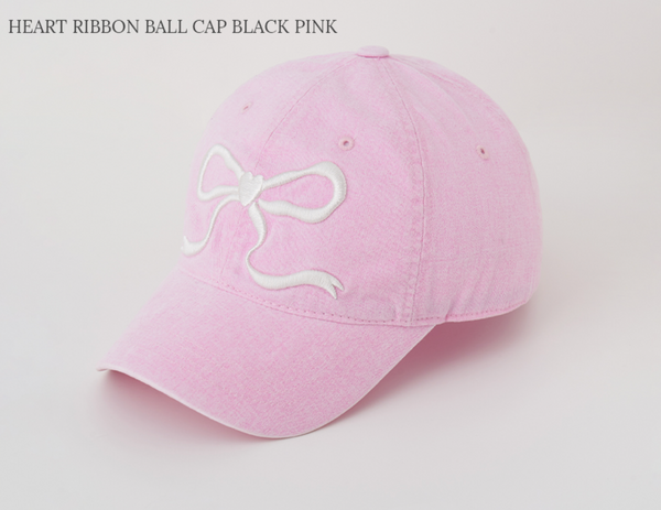 [RONRON] HEART RIBBON BALL CAP (9colour)