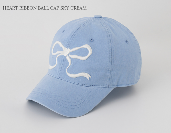 [RONRON] HEART RIBBON BALL CAP (9colour)