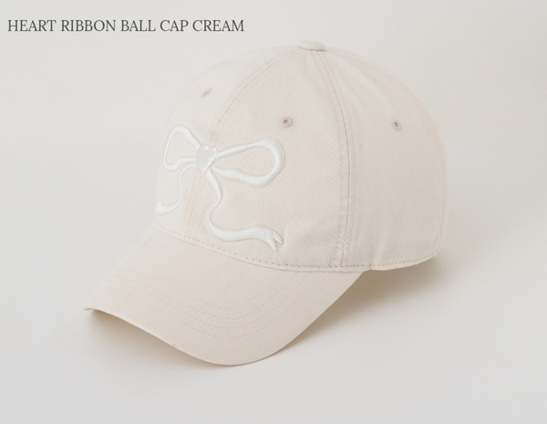 [RONRON] HEART RIBBON BALL CAP (9colour)