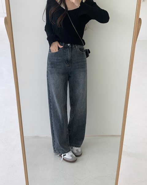 [GIRLS RECIPE] Stone Wide Denim Pants