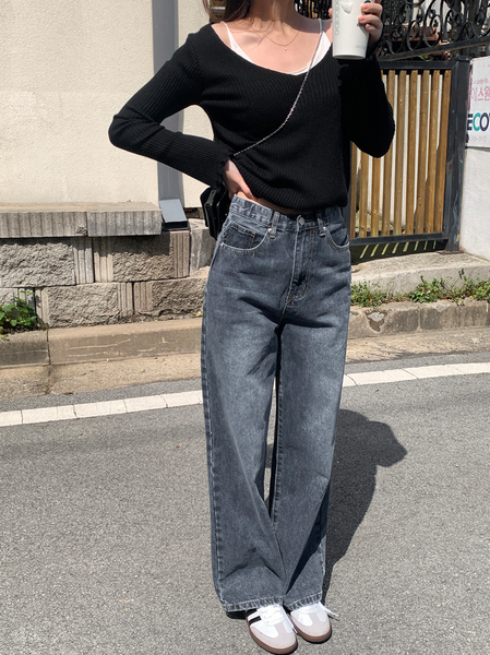 [GIRLS RECIPE] Stone Wide Denim Pants