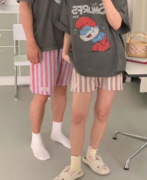 [little sloth] Homewear Couple Label Stripe Pants