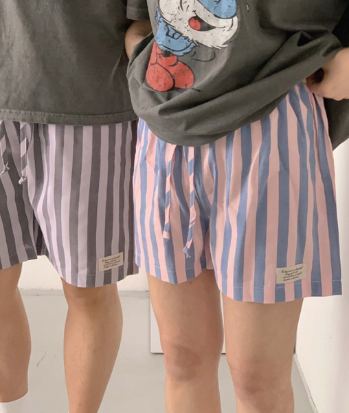 [little sloth] Homewear Couple Label Stripe Pants