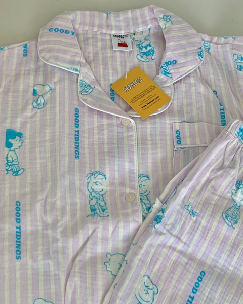 [little sloth] Palette Snoopy Cotton Pyjama Short Sleeve Set