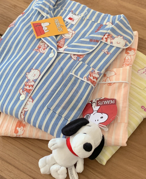 [little sloth] Palette Snoopy Cotton Pyjama Short Sleeve Set