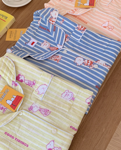 [little sloth] Palette Snoopy Cotton Pyjama Short Sleeve Set