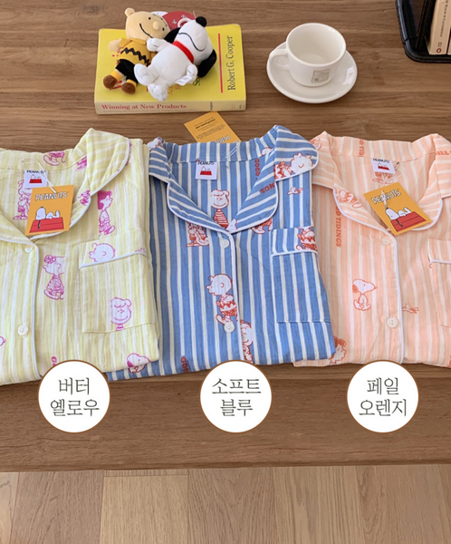 [little sloth] Palette Snoopy Cotton Pyjama Short Sleeve Set