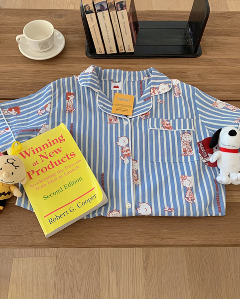 [little sloth] Palette Snoopy Cotton Pyjama Short Sleeve Set