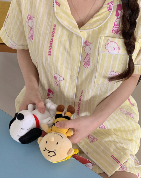 [little sloth] Palette Snoopy Cotton Pyjama Short Sleeve Set