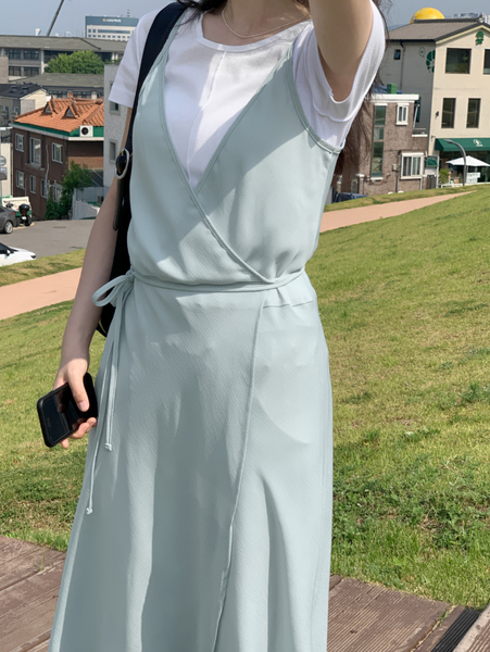 [98°C] Greek Layered Wrap Dress