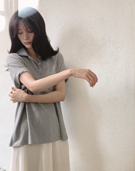 [SLOWAND] # SLOWMADE Tone-on-Tone Pique T-shirt