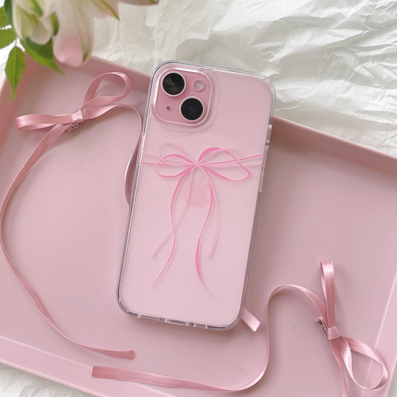 [Romantic Mood] Ribbon Tie Jelly Hard Case