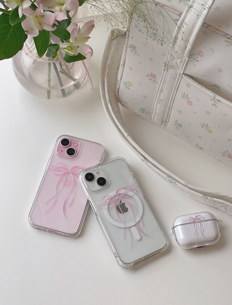 [Romantic Mood] Ribbon Tie Jelly Hard Case