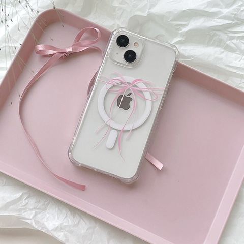 [Romantic Mood] Ribbon Tie MagSafe Jelly Case