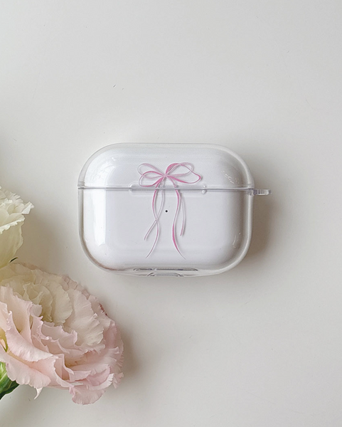 [Romantic Mood] Ribbon Tie Airpods Clear Case