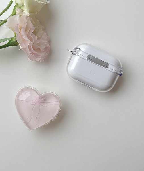 [Romantic Mood] Ribbon Tie Airpods Clear Case