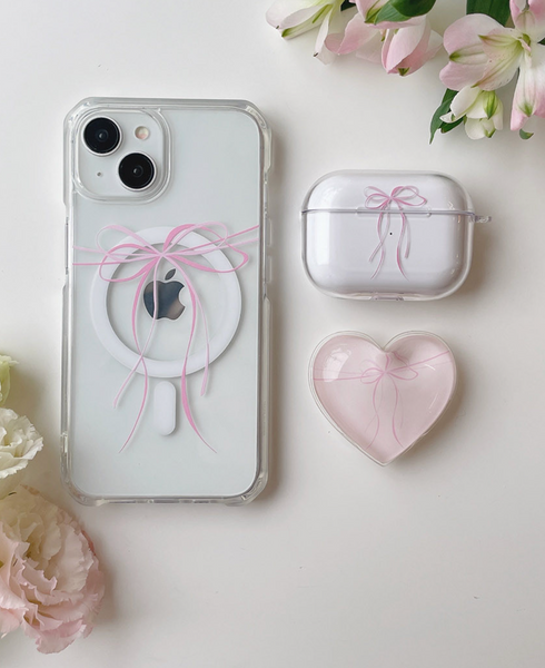 [Romantic Mood] Ribbon Tie Airpods Clear Case