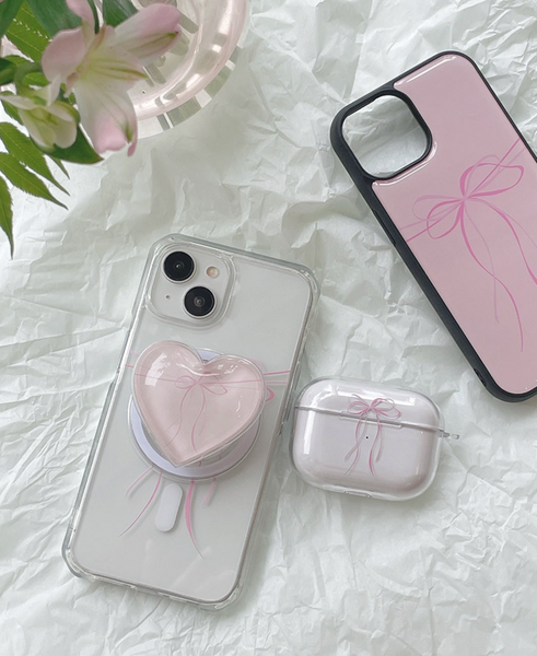 [Romantic Mood] Ribbon Tie Airpods Clear Case