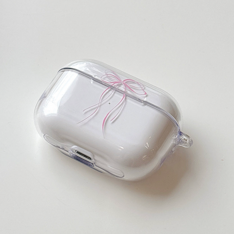 [Romantic Mood] Ribbon Tie Airpods Clear Case