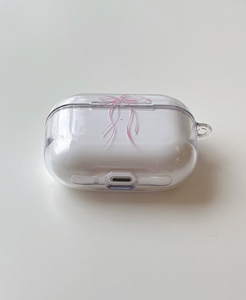 [Romantic Mood] Ribbon Tie Airpods Clear Case