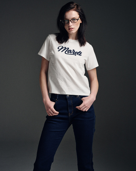 [MARDI MERCREDI] SLIM TSHIRT MARDI VINTAGE LOGO (WHITE NAVY)