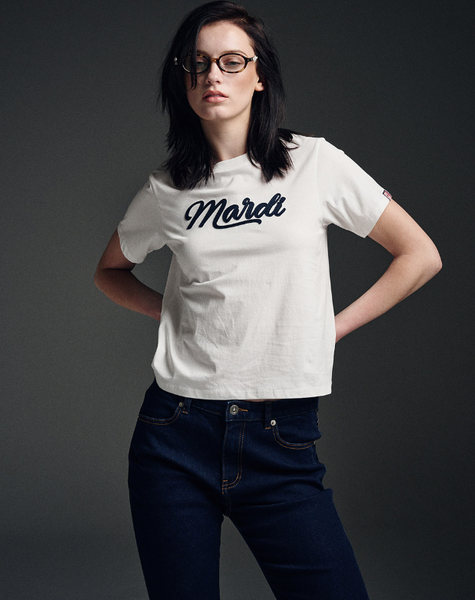 [MARDI MERCREDI] SLIM TSHIRT MARDI VINTAGE LOGO (WHITE NAVY)