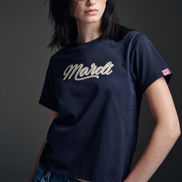 [MARDI MERCREDI] SLIM TSHIRT MARDI VINTAGE LOGO (NAVY BEIGE)