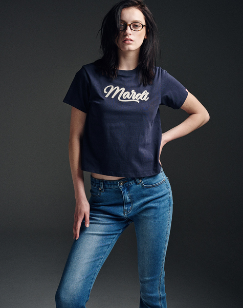 [MARDI MERCREDI] SLIM TSHIRT MARDI VINTAGE LOGO (NAVY BEIGE)