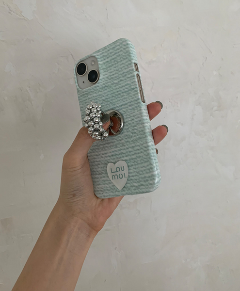 [Loumoi] Mint Tweed Phone Case (4Types)