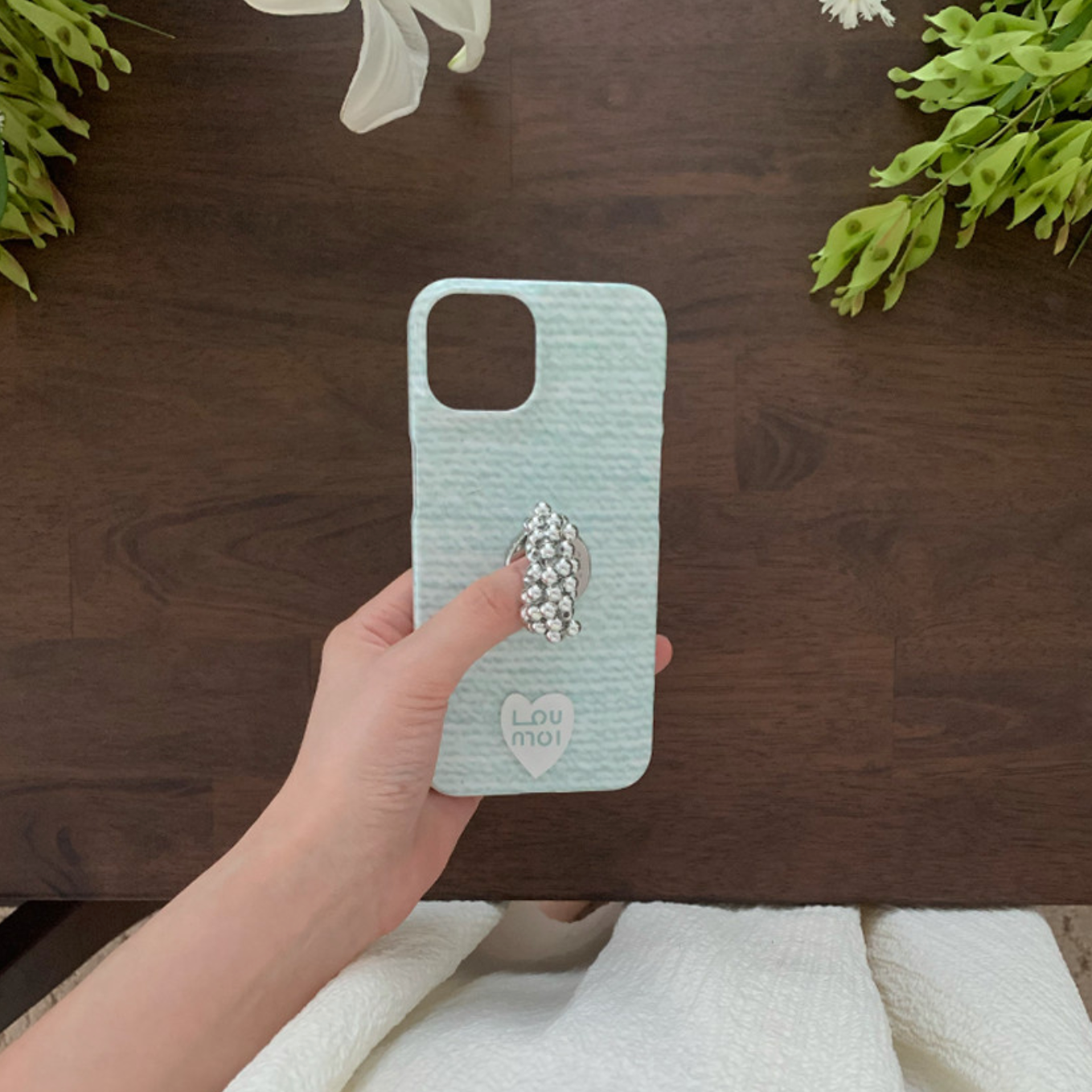 [Loumoi] Mint Tweed Phone Case (4Types)