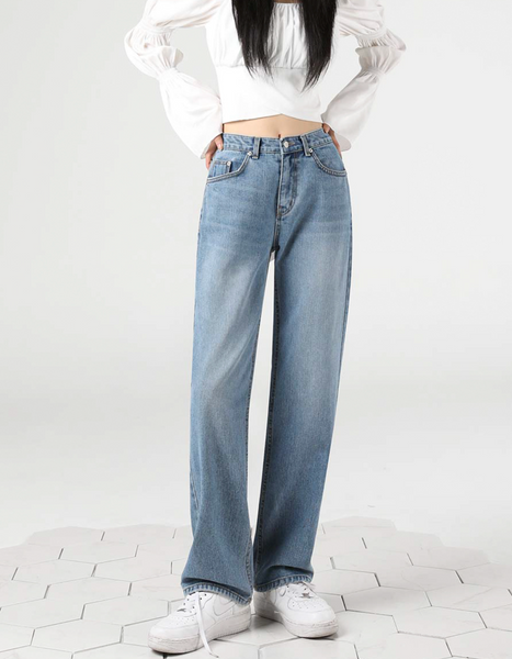 [Avandress] STRAIGHT WIDE DENIM PANTS LIGHT BLUE