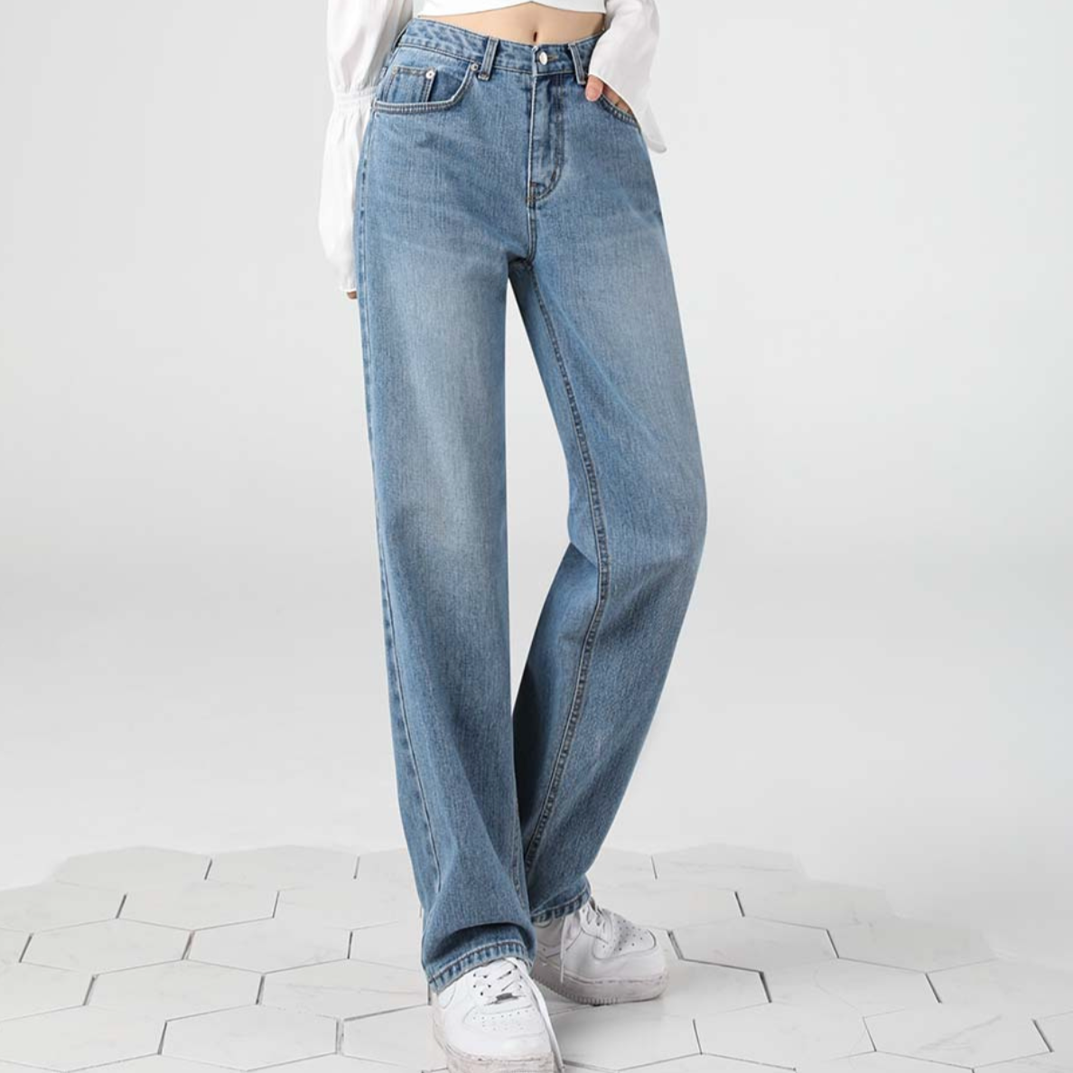 [Avandress] STRAIGHT WIDE DENIM PANTS LIGHT BLUE