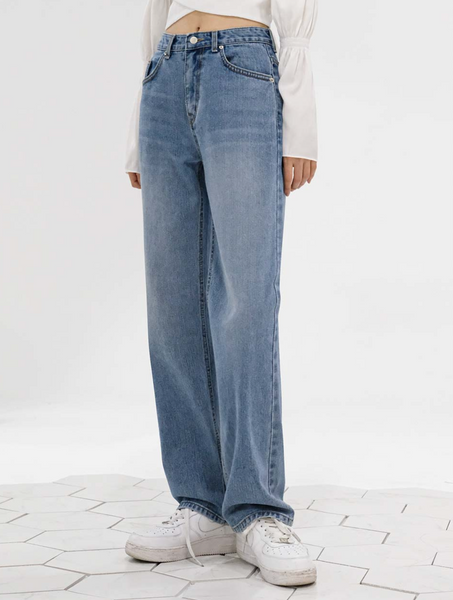 [Avandress] STRAIGHT WIDE DENIM PANTS LIGHT BLUE