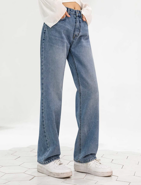 [Avandress] STRAIGHT WIDE DENIM PANTS LIGHT BLUE