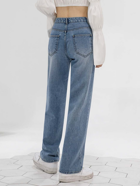 [Avandress] STRAIGHT WIDE DENIM PANTS LIGHT BLUE