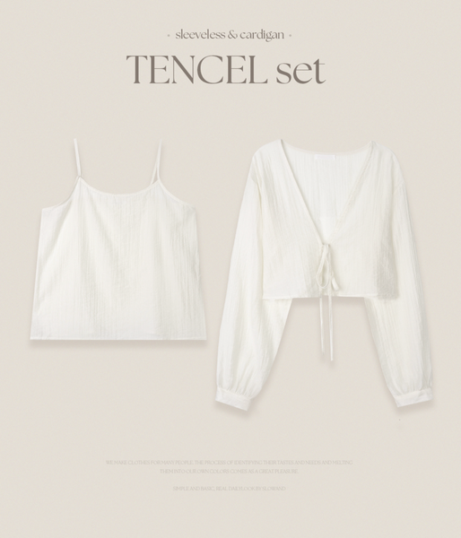 [SLOWAND] Tencel Sleeveless and Cardigan Set