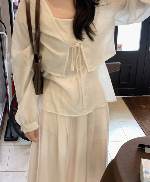 [SLOWAND] Tencel Sleeveless and Cardigan Set