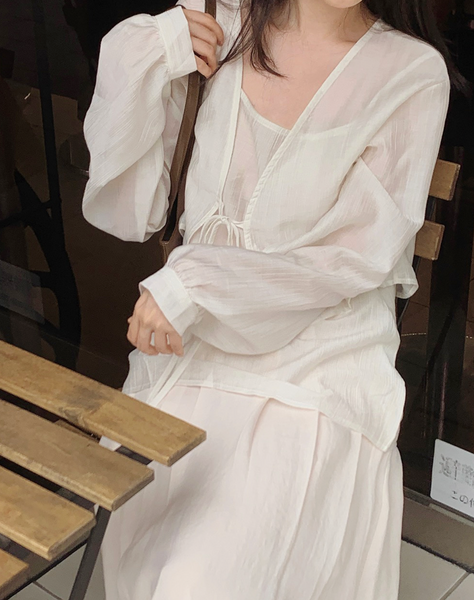 [SLOWAND] Tencel Sleeveless and Cardigan Set