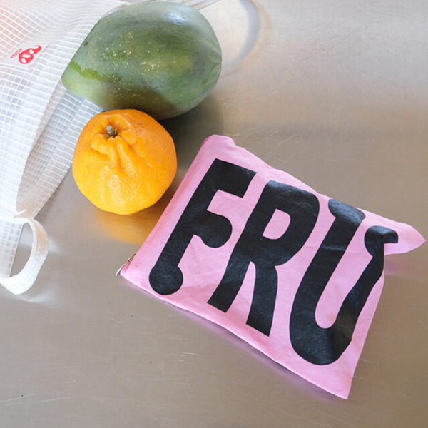 [MINMIN] FRUiTS COLOR POUCH (LOVELY PINK BLACK)