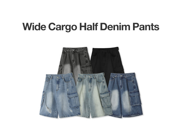 [Avandress] Wide Cargo Half Denim Pants 人氣5分牛仔褲 5色可選！