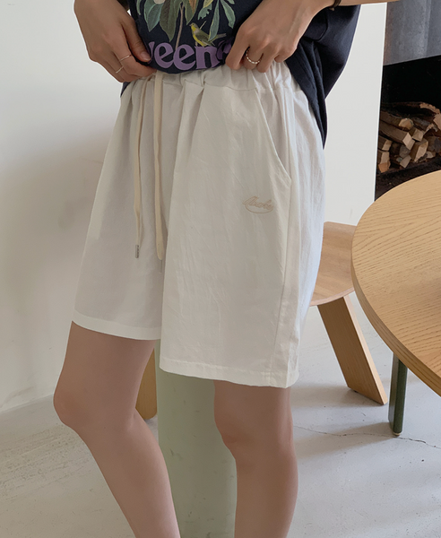 [FROM HEAD TO TOE] Banding Cotton Embroidered Shorts